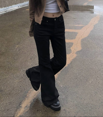 Allin Back Pocket Long Bootcut Slim Fit Cotton Pants